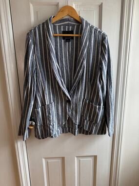 Sanctuary Blue & White Striped Linen Blend Blazer Jacket Women’s Size Large EU